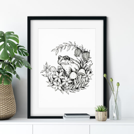 Woodland Frog Botanical Fine Art Giclée Print